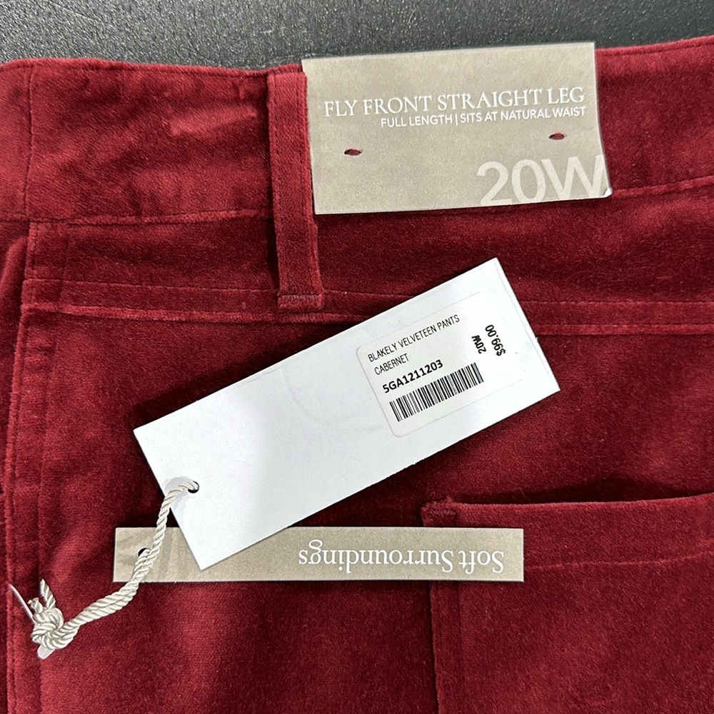 Soft Surroundings Blakely Velveteen Pants in Cabernet Red Color - 20W - Picture 8 of 11